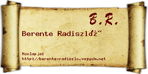 Berente Radiszló névjegykártya